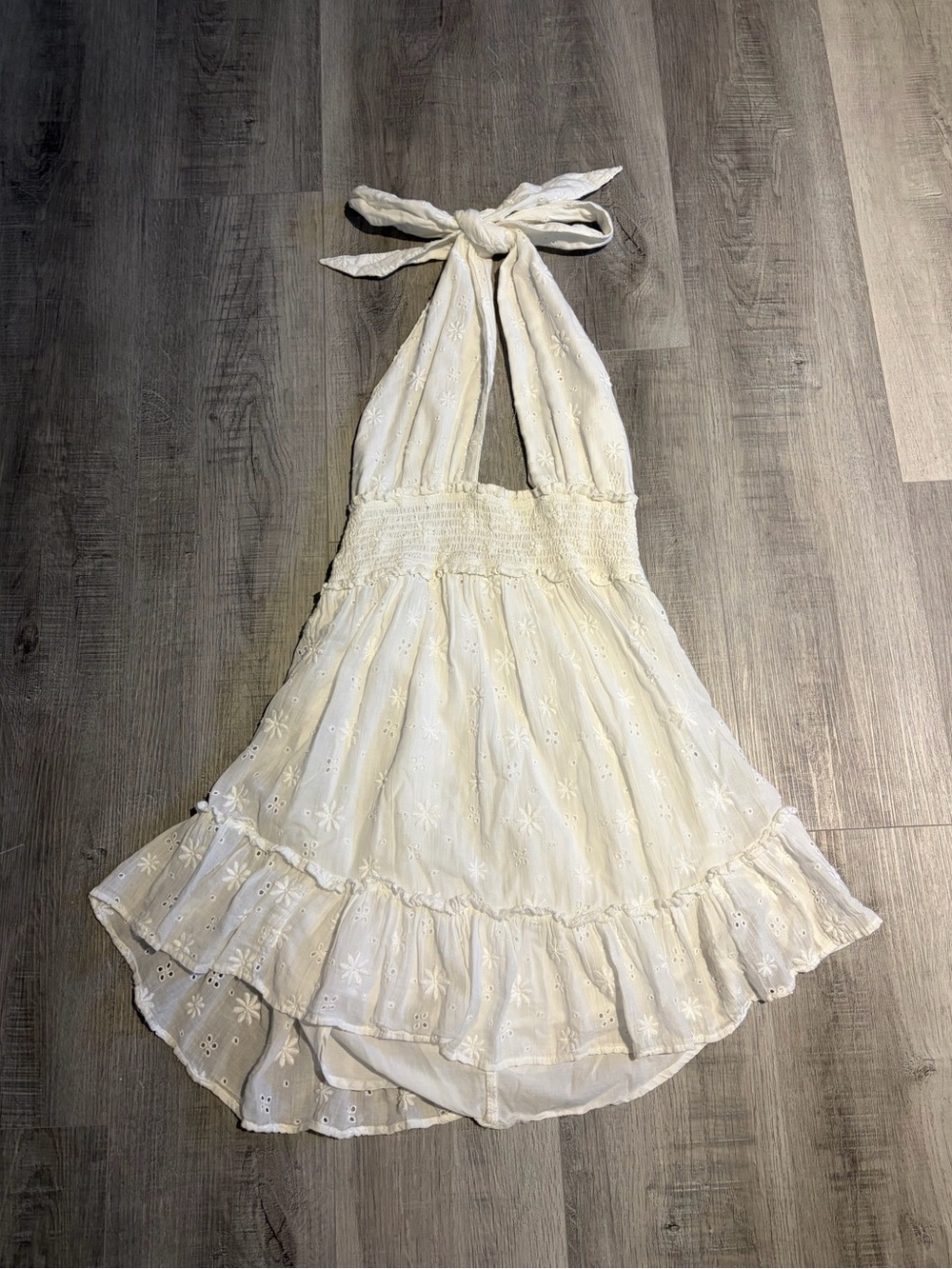 White Aerie eyelet halter mini dress